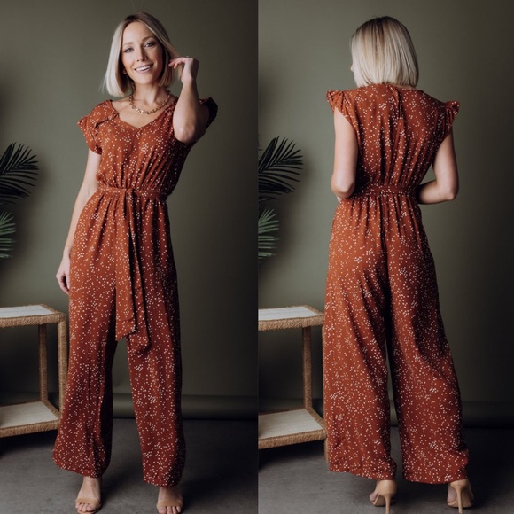 Baltic Born Pants - NWT Baltic Born Dakota Polka Dot Jumpsuit in Rust